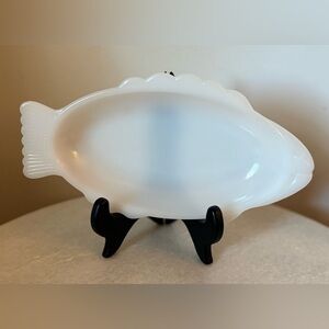 Vintage Glasbake Milk Glass Fish Dish